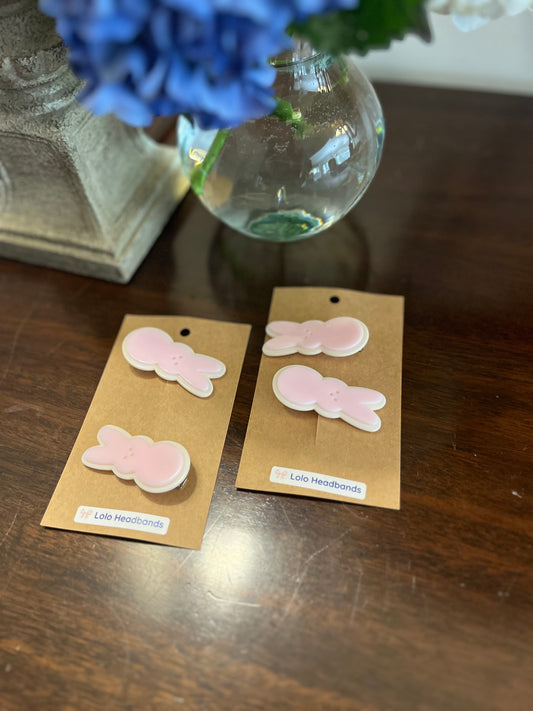 Pink Acrylic Bunny Clip set