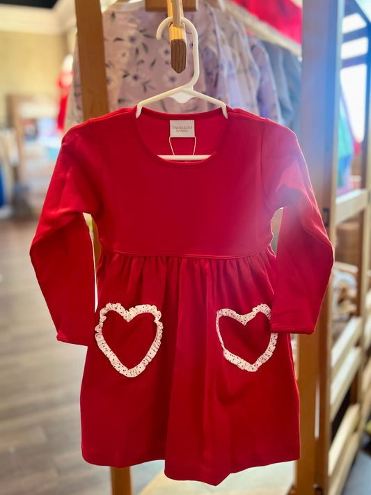 Sweetheart Red Heart Pocket Dress