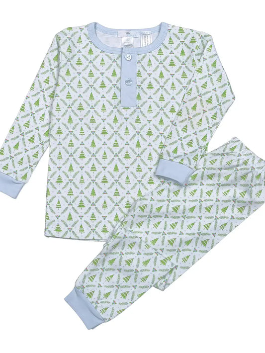 Blue Christmas Tree Pima Pajamas