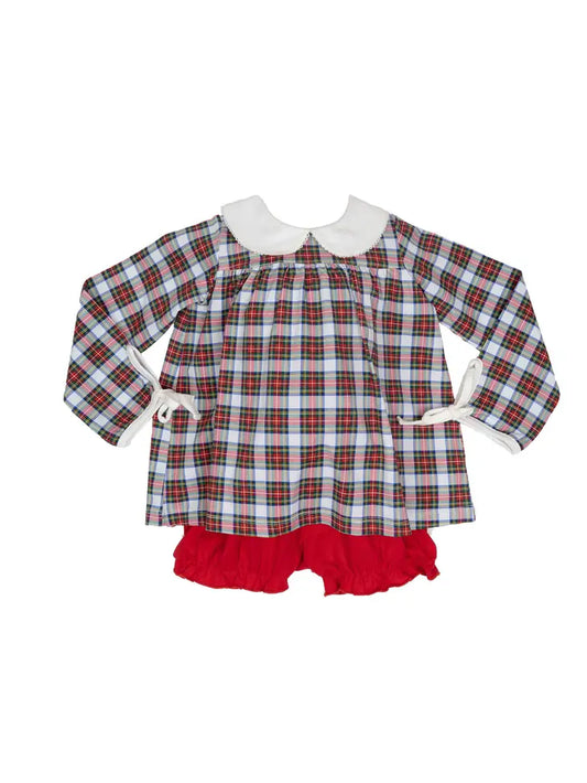 Mary Charlotte Christmas Plaid Bloomer Set